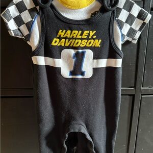 Harley-Davidson Black and Yellow Baby overalls with shirt